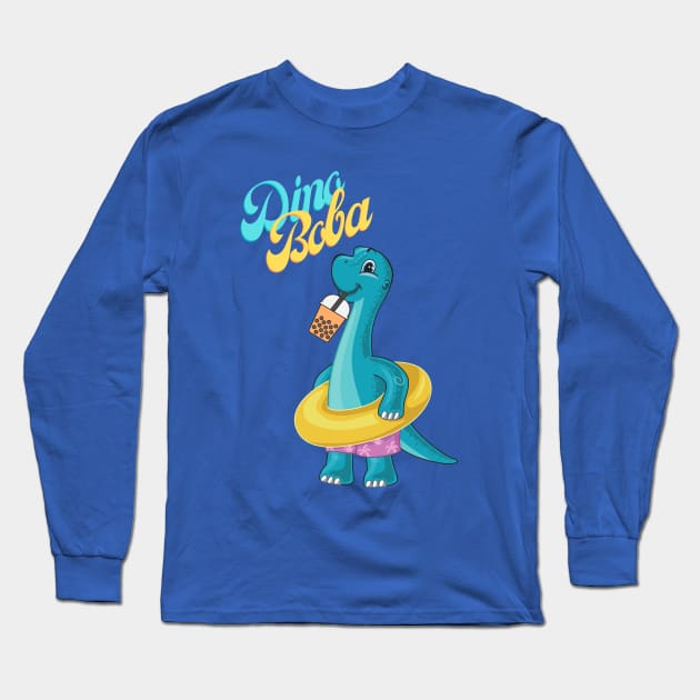 CUTE DINO BOBA DRINK Long Sleeve T-Shirt by O.M design